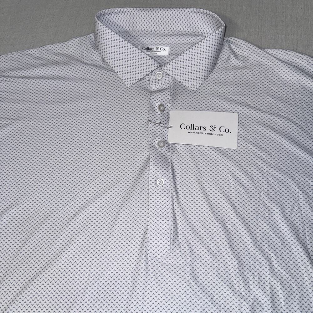 Collars and Co Golf Polo White Chevron AOP Size Featherweight 3XL Preppy NWT